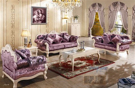3 2 1 Purple Fabric Sofa Set Living Room Furniture Modern Wooden Sex