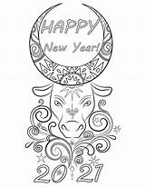 2021 Happy Year Coloring Pages Printable sketch template