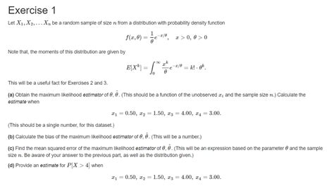 Solved Exercise 1 Let X1 X2 Xn Be A Random Sample Of Size