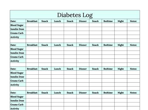 printable diabetes log book