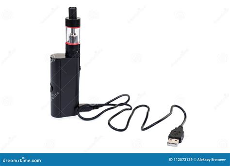 black vape   cable  charging   white isolated background stock image image