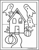 Halloween Pages Coloring Printable Ghost Pumpkins Ghosts House Book Spiders sketch template