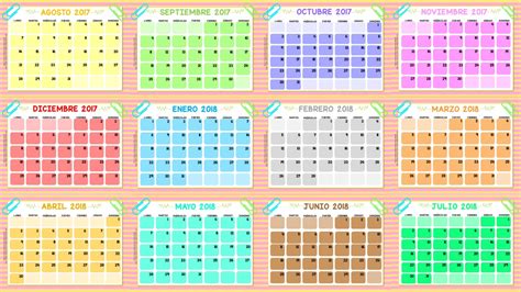 calendarios de todos los meses del ciclo escolar   material educativo