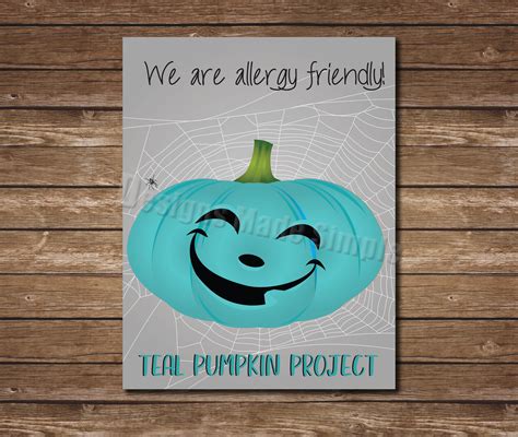 teal pumpkin project halloween sign printables instant etsy