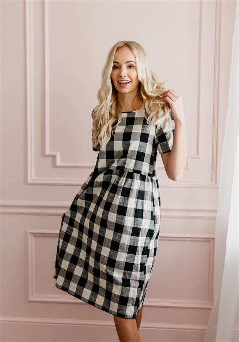 Candl Exclusive Eliza Checkered Dress In Black And White Checkered