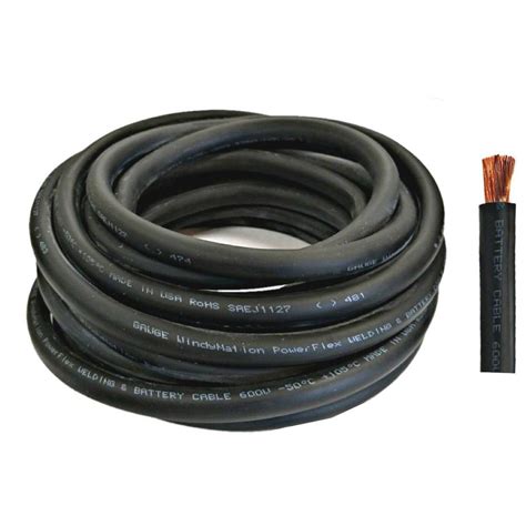 windynation  ft  gauge black welding battery pure copper flexible cable wire   awg