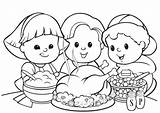 Thanksgiving Dinner Coloring Turkey Kids sketch template
