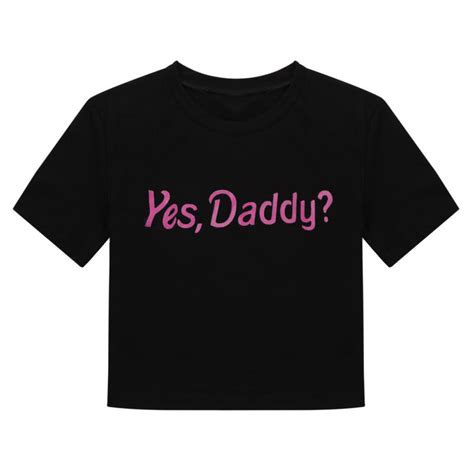 Women Girls Casual Crop Top Yes Daddy Letter Blouse T Shirt Short