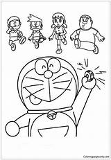 Pages Doraemon Nobita Shizuka Suneo Calling Coloring Giant Color Online sketch template