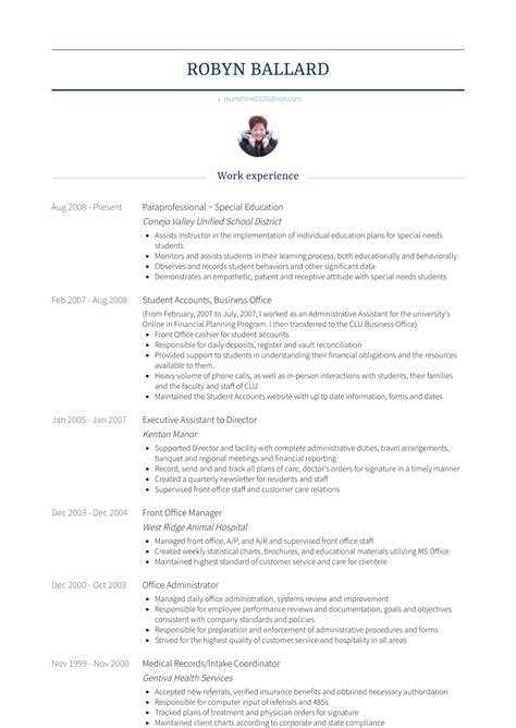 paraprofessional resume samples  templates visualcv