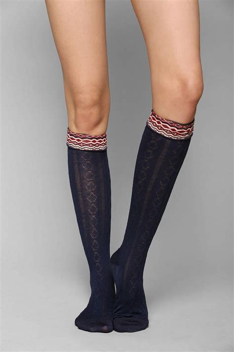fair isle cuff knee high sock trendy socks fashion style