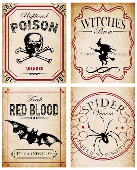 printable halloween potion labels     printablee