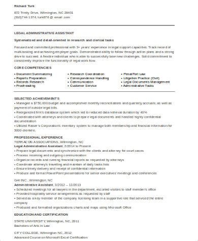 sample legal assistant resume templates  ms word