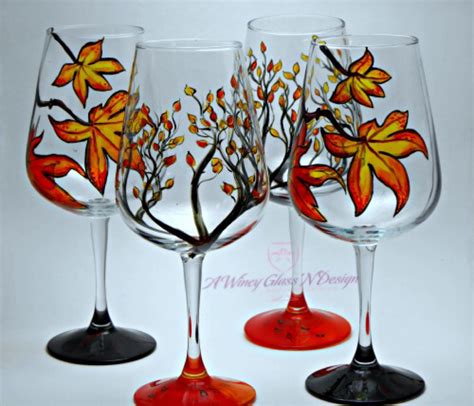Fall Hand Painted Wine Glasses A Wincy Glass N Design
