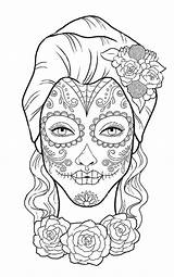 Coloring Dead Pages Skull Masks Sugar Adult Print Printable Halloween Girl Book Books Googlesearch Tattoos Illustration sketch template