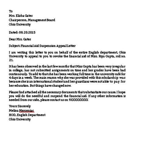 academic appeal letter   letter template collection