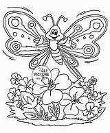Coloring Pages Spring Kids Butterfly Cute Sheets Printable Flower Seasons Printables Popular Wuppsy sketch template