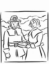 Coloring Pilgrim Couple sketch template