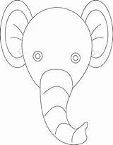 Elephant Coloring Mask Cute Kids sketch template