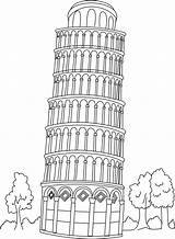 Torre Colorir Pisa Eiffel sketch template