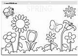 Spring Season Coloring Nature Pages Kb sketch template