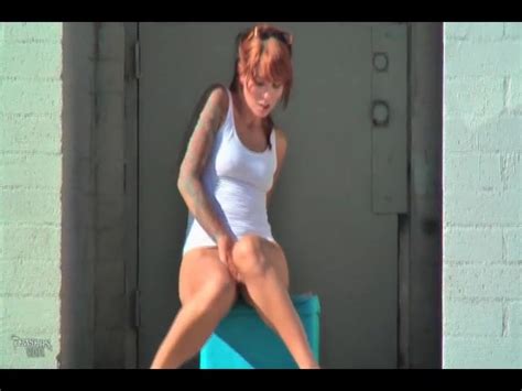 redhead walks bottomless through the streets redhead porn