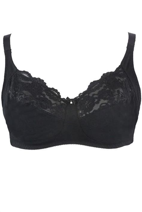 black non wired cotton bra with lace trim best seller