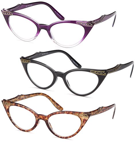 Gamma Ray Readers 3 Pairs Ladies Vintage Cat Eye Readers