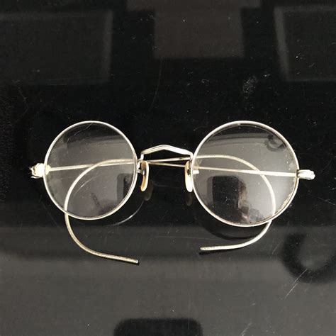 Antique Eyeglasses Silver Wire Rim Collectible Display Farmhouse Office