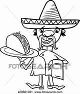 Taco Chef Mexican Coloring Clipart Fotosearch Waiter Illustration Cartoon Funny Book sketch template