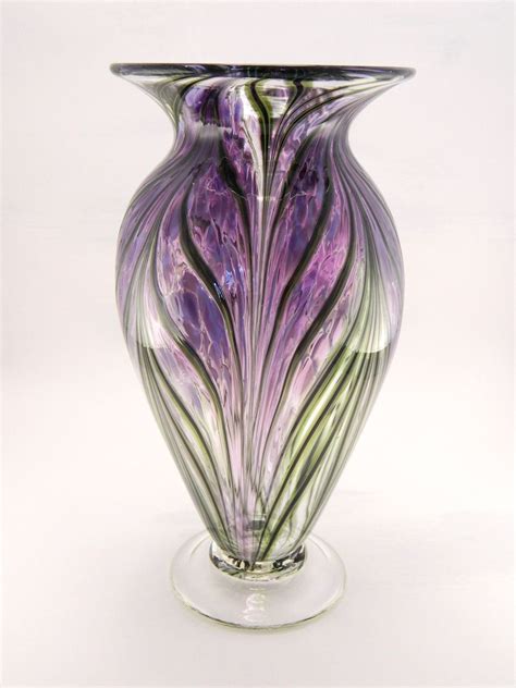 Hand Blown Art Glass Vase Lavender And Hyacinth Purple Glass Vase