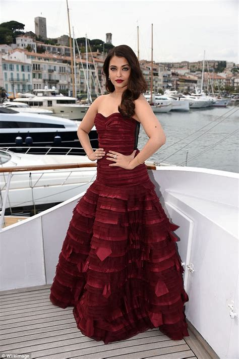 Aishwarya Rai Stuns In Strapless Claret Red Dress At Cannes Film