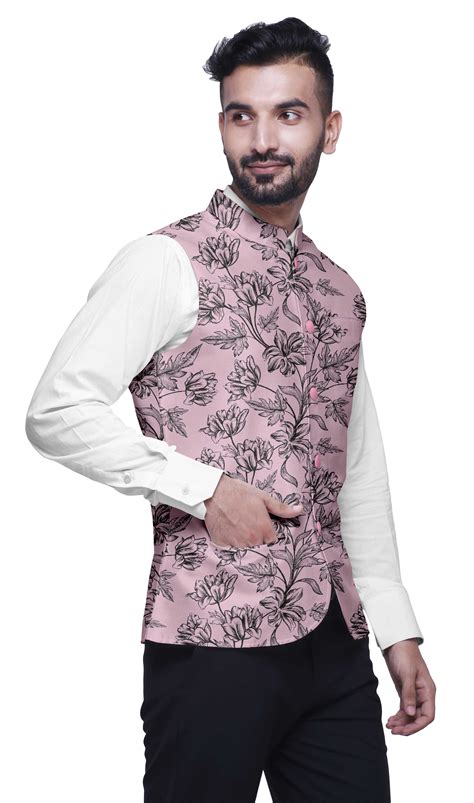 Atasi Lightweight Men Printed Nehru Jacket Casual Indian Waistcoat Af