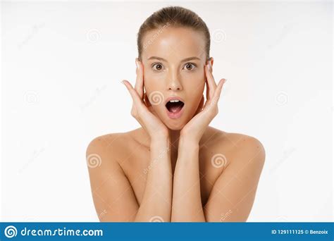Open Mouth Woman Fece Healthy Skin Beauty Concept With