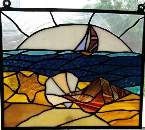 stained glass beach scene stained glass   sea pinterest