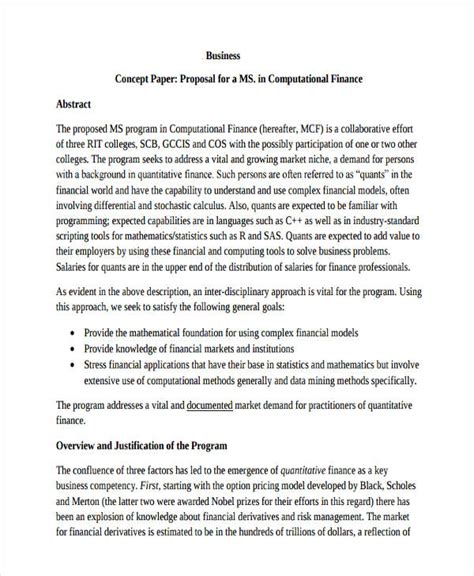 concept paper  concept proposal examples samples