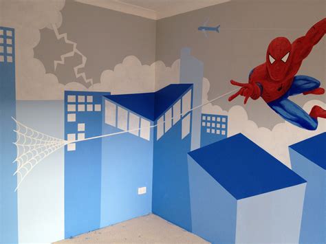 spiderman mural  finished product kids room kids room mural