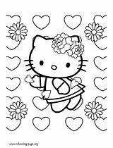 Coloring Kitty Hello Valentine Pages Valentines Spring Colouring Printable Print Kids Visit sketch template