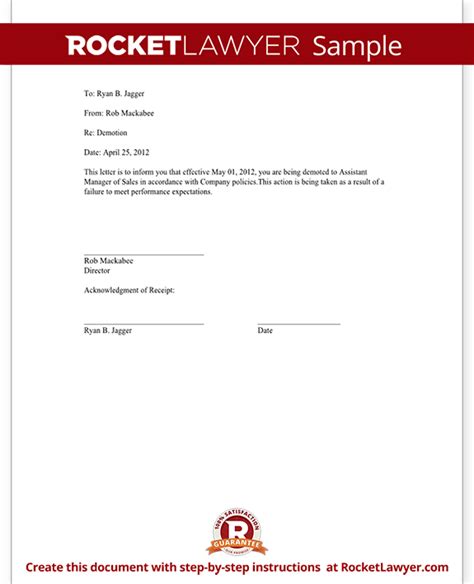 demotion letter sample demotion letter  employee rocket lawyer