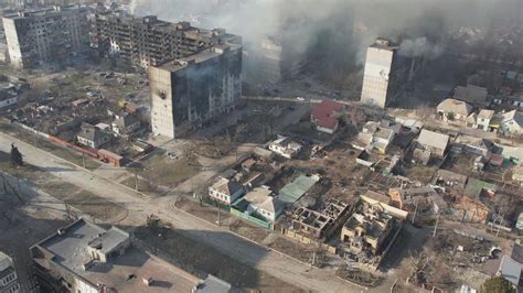 dpr drone footage reveals mariupol buildings shattered  russian offensive continues video
