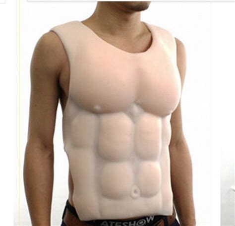 Soft Silicone Fake Muscle Mans Chest Piece Breathing Cyberskin Torso