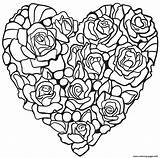 Rose Coloring Pages Heart Made Printable sketch template