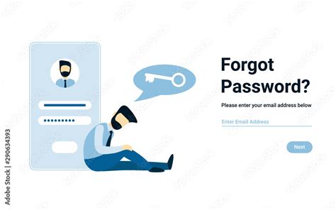 Unhappy Businessman Forgot Account Password Vector Male Character
