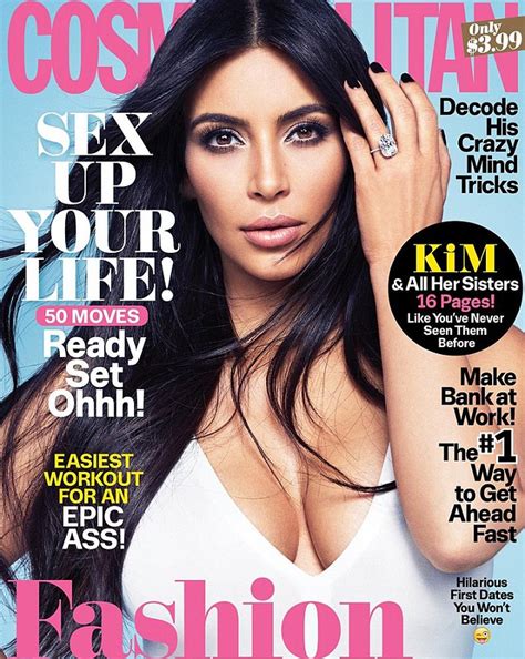 kim kardashian shares her cosmopolitan cover where she flashes cleavage
