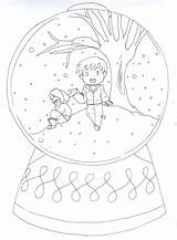 Coloring Snowglobe Pages sketch template