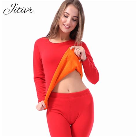 jitivr hot 2017 thermal underwear for women thick winter long johns