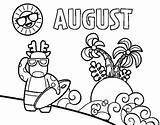 August Coloring Pages Colorear Aout Mois Coloringcrew Agosto Coloriage Sheets Août Para Mes Del Dibujos Dibujo Dessin December Printable Maternelle sketch template