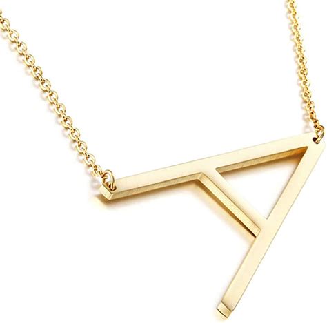 amazoncom sideways initial necklace  gold plated stainless steel
