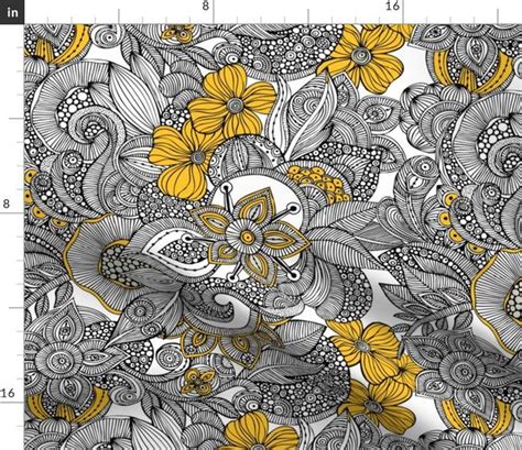 doodles black and yellow spoonflower