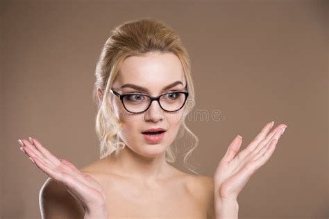 surprised young lady  glasses stock image image  model lady